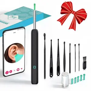 Ear Cleaning Tool Set, Ear Canal Cleaner with HD Camera, Portable Visual Ear Picker, 8-Piece Earwax Removal Kit for iPhone and Android, Built-In Battery Included, Earwax Remover Tool