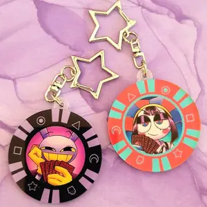 2 Ops Wanna Bet? Jax & Pomni Acrylic Keychains, The Amazing Digital Circus Bag Charms