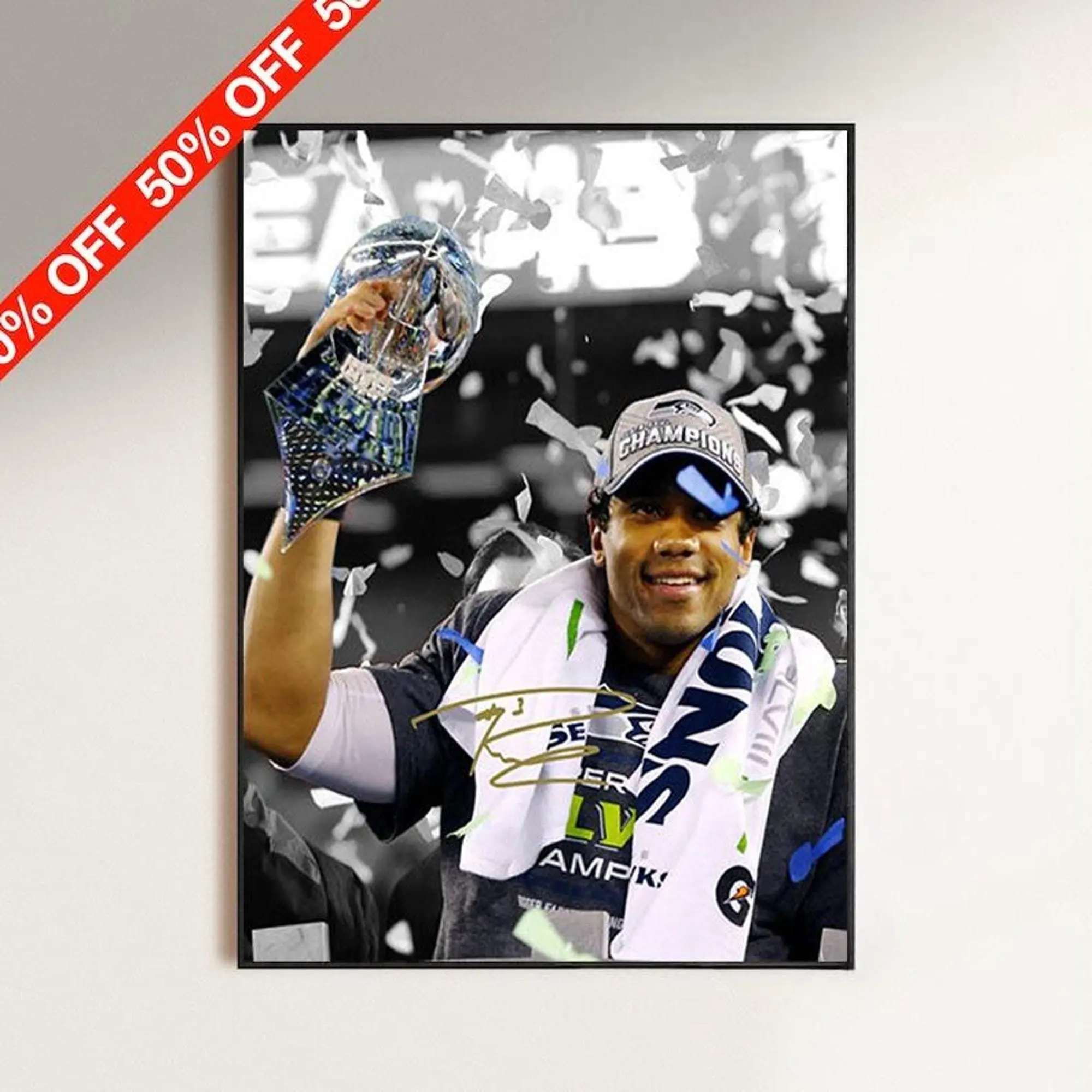 Russell Wilson Signed Photo Poster, Seattle Seahawks  Autograph Poster Fan Gift ( Unframed - Print Only )