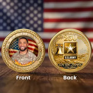Personalized U.S. Veteran 250 Years Of Freedom Commemorative Coin Custom Photo Keepsake Patriotic Coin Father's Day Gift Ideas Unique Meaning Anniversary Gift for Boyfriend, Husband or Loved Ones