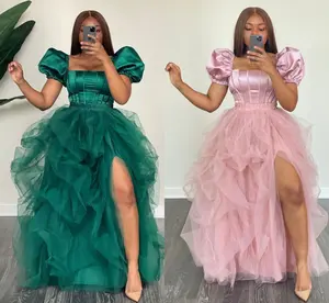 Custom made Satin corset Hi-Slit skirt set