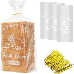 Bread Storage Bag with Ties, 40pcs Clear Bread Packaging Bag, Food Storage Bag for Home Kitchen Bakery Elegant Packaging for Bread
