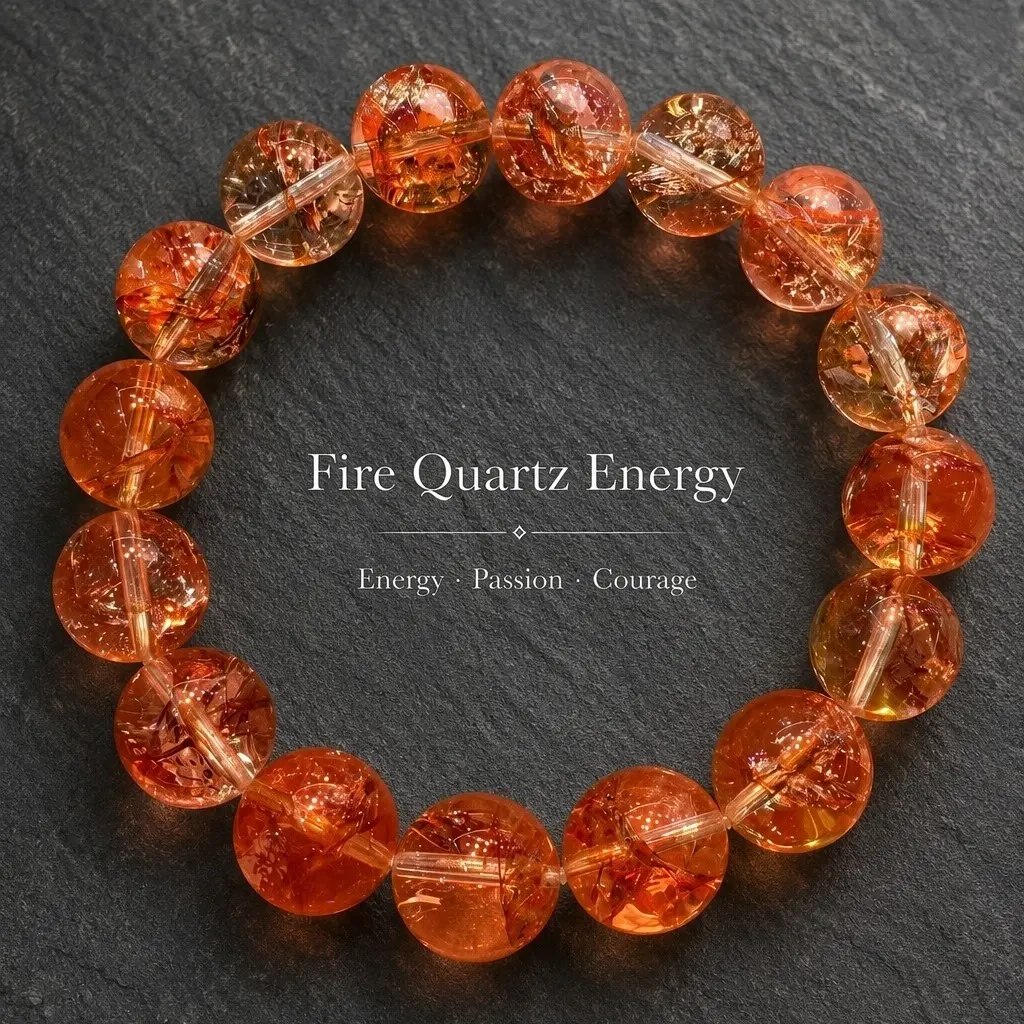 Natural Fire Quartz Bracelet Orange Red Crystal Beaded Women Men Natural Hematoid Quartz Bracelet 8mm Fire Orange Gift