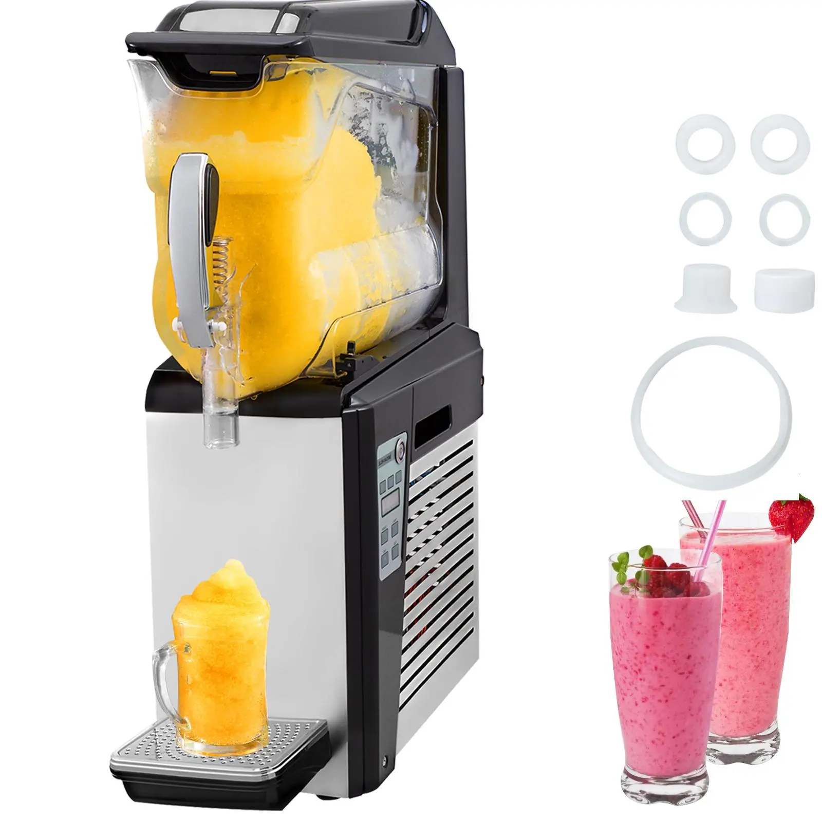VEVOR Slushy Machine, 10L 1 Tank Slushie Machine for Home, 600W Commercial Slushy Machine, machine a slush for Frozen Drinks Automatic Clean, Slushy Machine for Home Supermarkets Cafes Restaurants