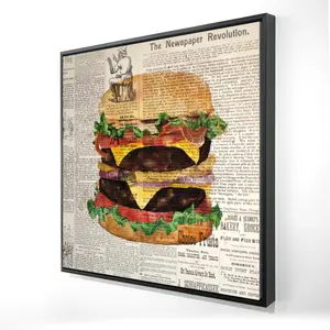 Begin Home Decor 2081-2424-GA79-1 24 x 24 in. Vintage Double Cheeseburger Canvas - Home Decor Framed Art