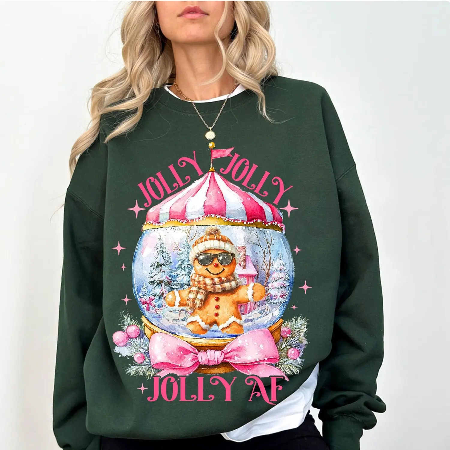 Jolly AF Gingerbread Man Sweatshirt, Funny Grumpy Christmas Holiday T-Shirt, Sassy Festive Gifts, Matching Family Sweaters  IC
