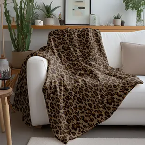 60*80in Leopard Print Blanket Fluffy Blankets – Hot Pink Purple White Black Pink Gray Brown Turquoise Animal Print Ultra Soft Cozy Plush Fleece