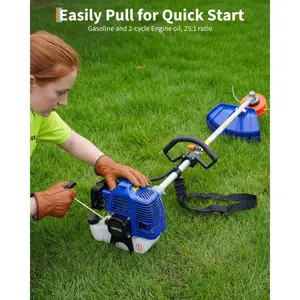 43cc Gas 3-in-1 Weed Wacker Set – Brush Cutter, String Trimmer & Lawn Edger, Ergonomic Handle with Shoulder Strap, Heavy-Duty Outdoor Lawn Care Tools – Orange