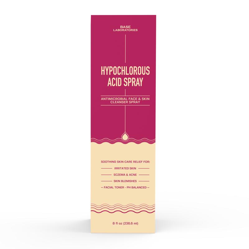 Base Laboratories Hypochlorous Acid Spray & Wipes Bundle - 75 Wipes & 8oz Spray for Acne Eczema Piercings & Irritations Fast Relief for Daily Use