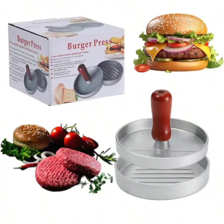 1pc Non-Stick Burger Press Patty Maker Mold - Kitchen Utensils for Meat, Beef, Cheese, Veggie Burgers on Grill, Griddle