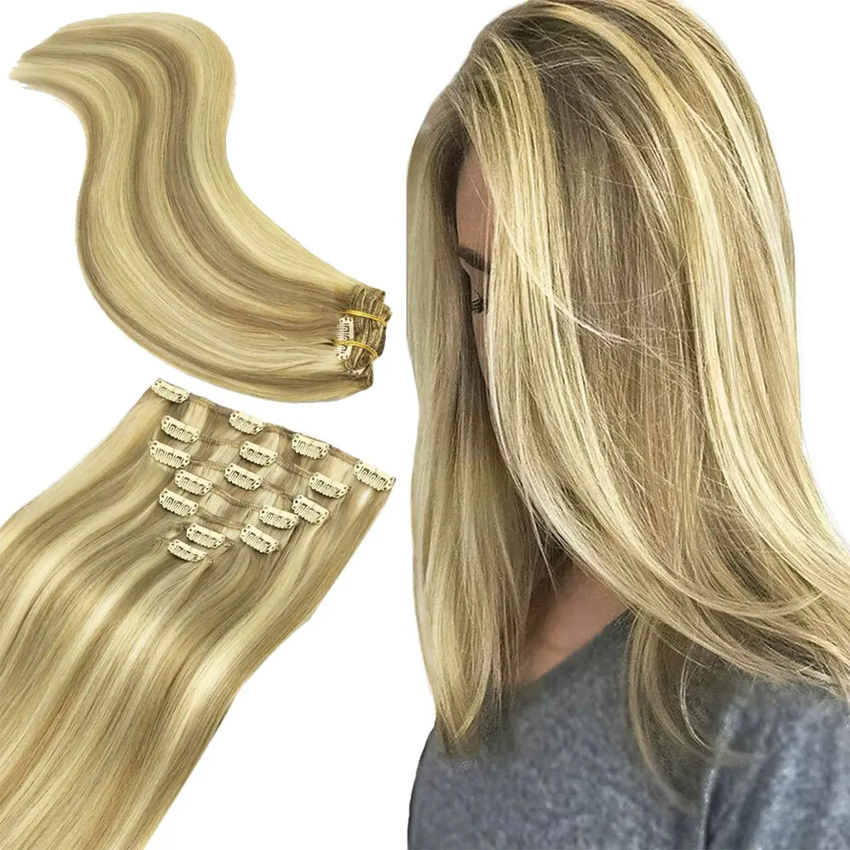 #16/22 Light Blonde Highlighted Golden Blon