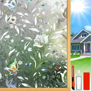Dwersty Frosted Glass Window Privacy Film Decorative, Bathroom Window Privacy Film for Glass Windows Cover, Static Cling, Removable, Reusable, Anti-UV, Anti-Glare, 17.5" by 78.74"
