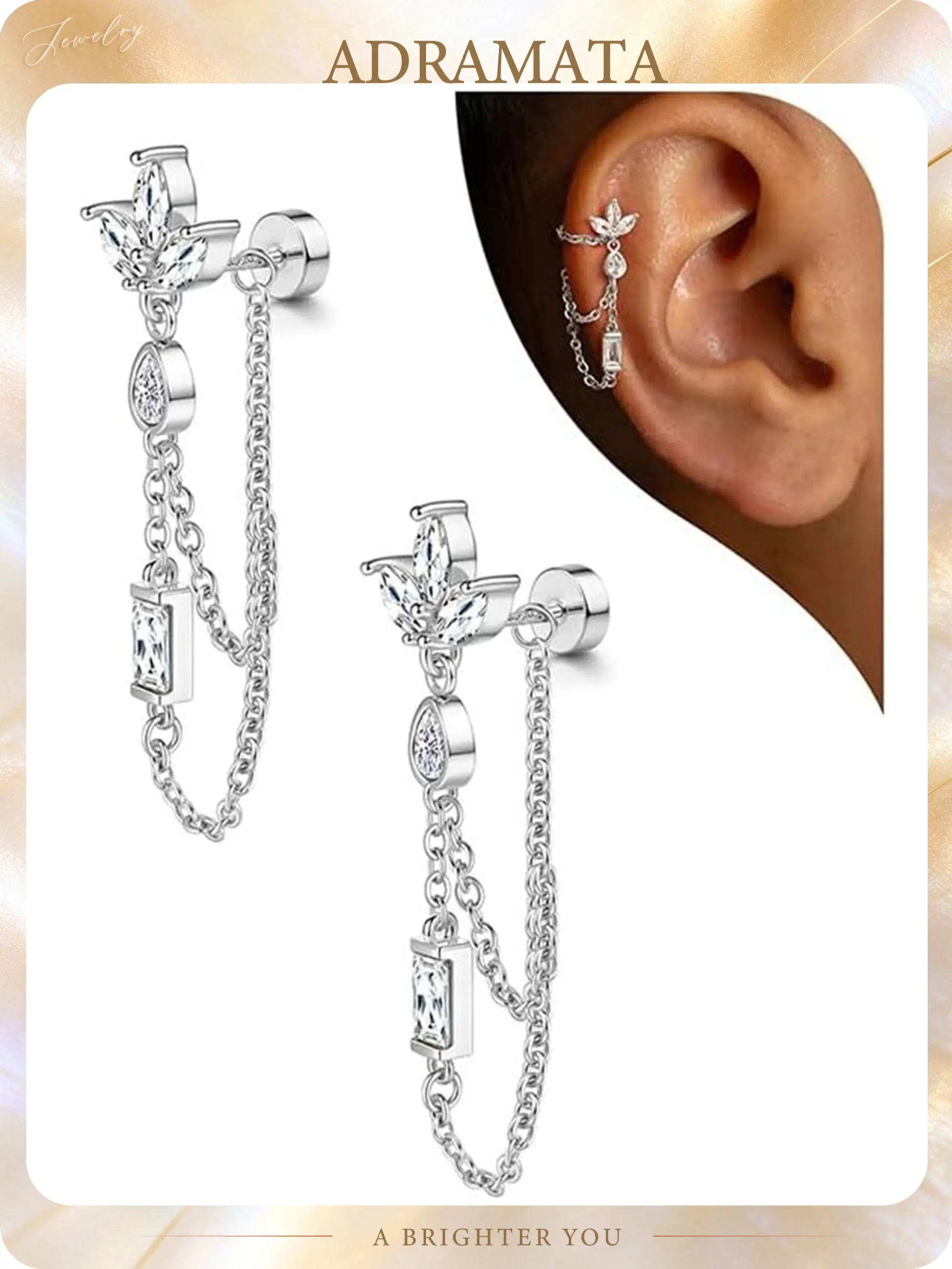 ADRAMATA 1Pair Hypoallergenic Cartilage Earrings for Women Flat Back-925 Sterling Silver Post Stud Flatback Earrings for Sensitive Ears-20G Ear Crawler Climber Cartilage Earring Tragus Conch Helix Piercing Jewelry
