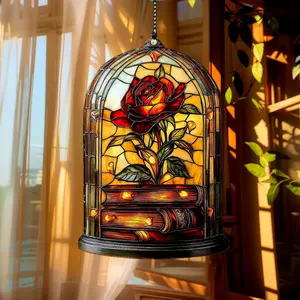 Rose Acrylic Belle Rose Window Hanging, Fairytale Book Decor Gift For Family, Lovers,...