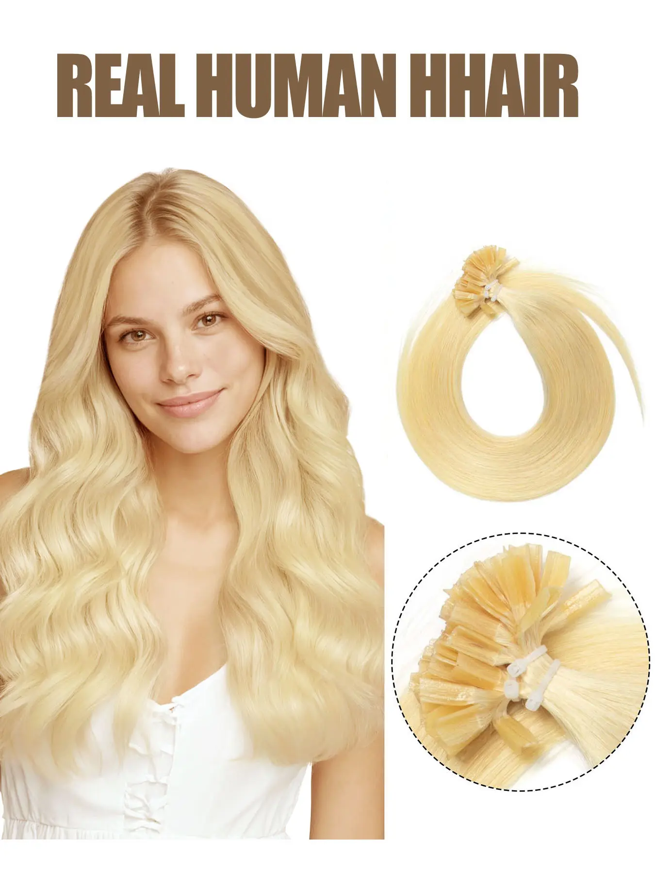 50Pcs 30G A Pack Ktip Human Hair Extensions K Tip I Tip U Tip Hair Extensions Human Hair Keratin Real Human Hair Extensions for a Fuller Look for woman darkest brown to brown jet black natural balck and blonde for Halloween Christmas party