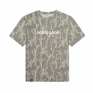 GOD IS GOOD Camo Bottomland Shirt, Mossy Oak Bottomland Washed Out Tee GOD IS GOOD Printed