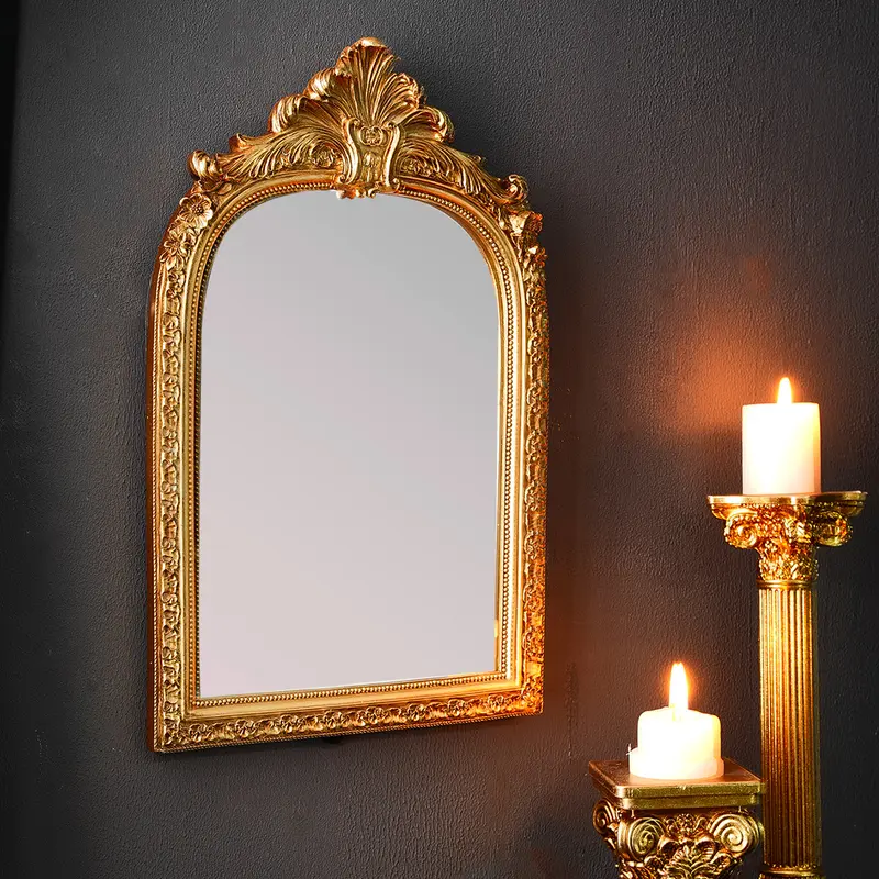 Resin Arch Decorative Mirror Frame, European Style Wall Decor Art Hanging Piece, Ideal for Home Decoration & Photography Props