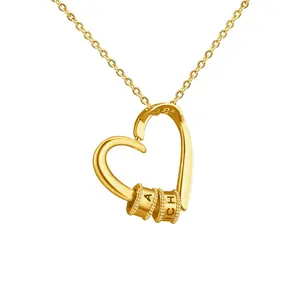Customizable Charming Heart Necklace with Engraved Beads (Perfect for Mother's Day)
