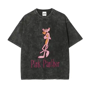 Pink Panther Confident Pose T-Shirt |   Vintage Washed Retro Acid Wash Cartoon Graphic Tee |   Soft Cotton Casual Streetwear |   90s Nostalgia Top |   Perfect Gift for Classic Cartoon and Retro Fashion Fans