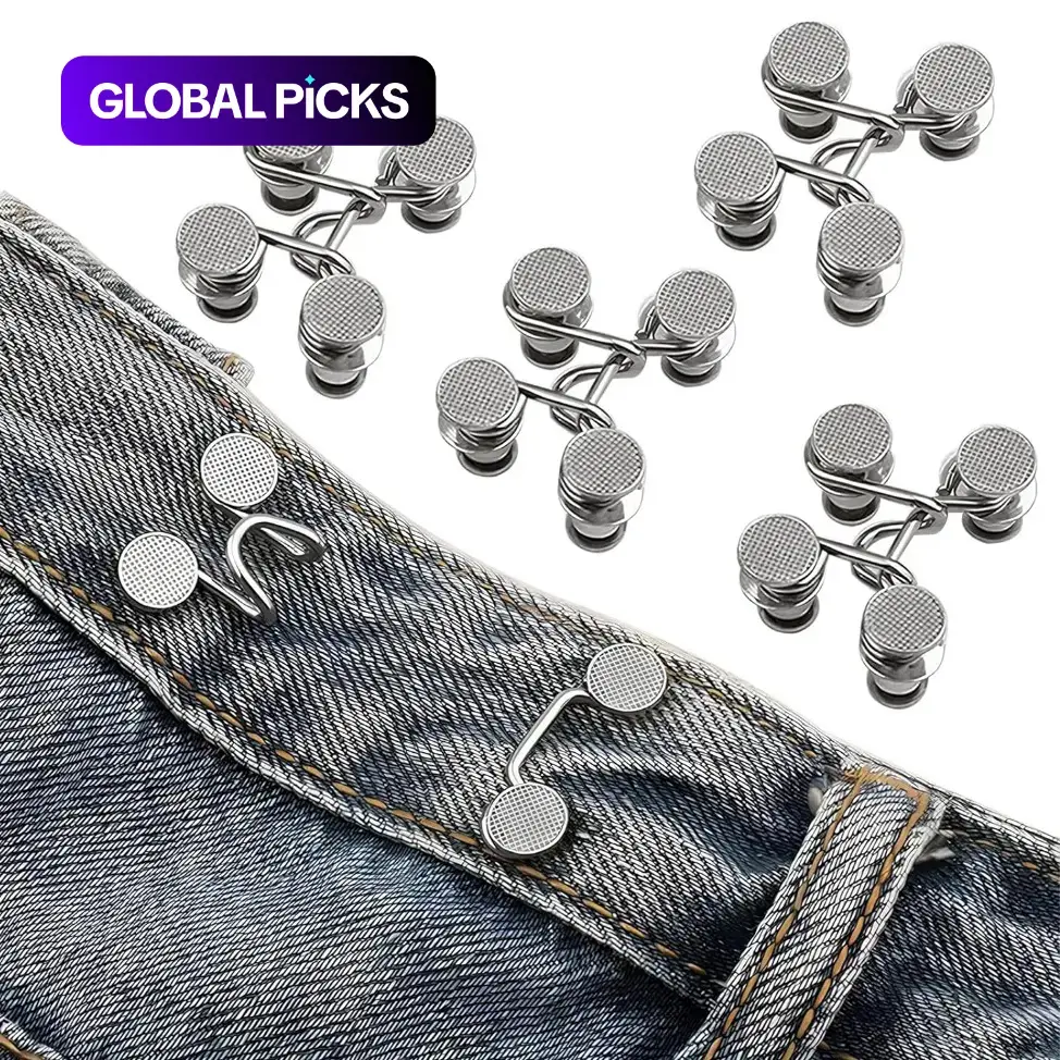 Jeans Button Tightener Set, 2/4 Sets Handmade Waist Tightener Pins, Easy-to-Install Metal Buttons for Pants and Skirts