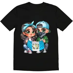 Fashion Designer T-Shirts - Cotton Graphic Tees with Guatemala Flag, Crewneck, Casual,Men's Gifts Streetwear Menswear Shortsleeve Stretch Black Tropical