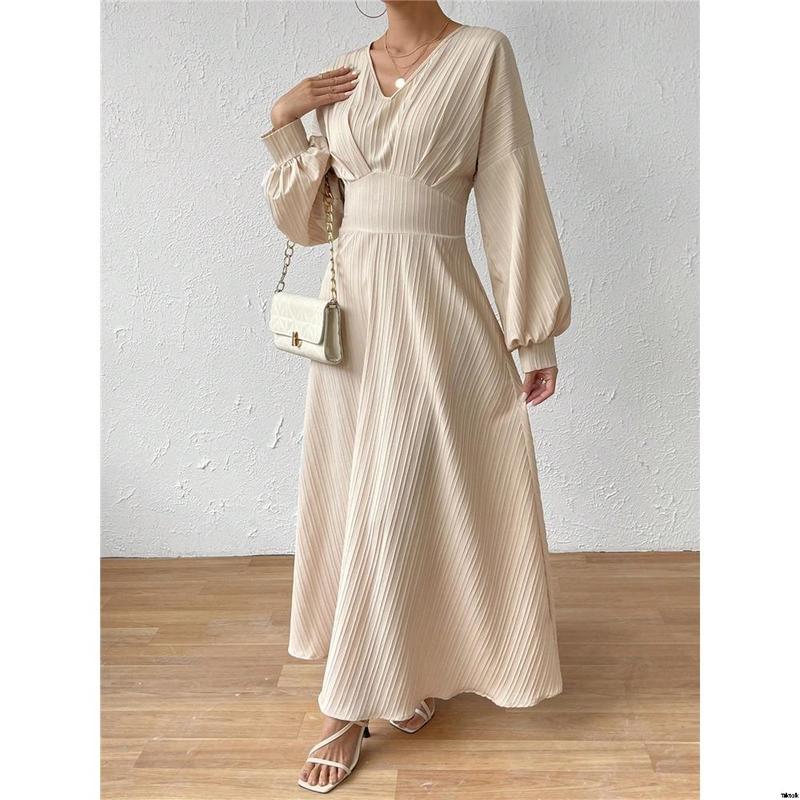 Dress A-Sleeve Lantern Solid Color a é Raffin SHEIN