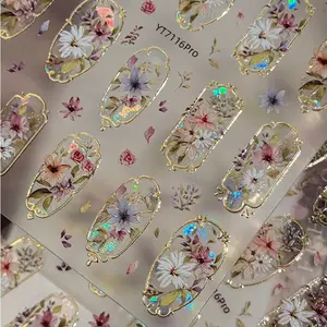 Window Decorations Nail Art Stickers, 1pc Retro and Luxurious Hot Stamping Gold 5D Embossed Self-adhesive DIY Nail Stickers and Decals  - Nail Supplies and Nail Charms for Girls and Women-Spring Summer Nails For Nail Art Home Salon