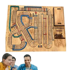 Cribbage Wars Board Game - Large Wooden Cribbage Set with Traps, Classic Board Game for Family Night & Bar Gatherings
