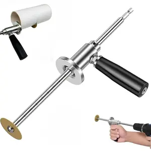 PVC Pipe Inside Cutter with Diamond Grit Cutting Wheel and Handle, Fit for 1-1/2 Inch to 8 Inch,7 Inch Adjustable Cutting Depth,1/4in Hex Shank Fit for Impact Drivers and Drills