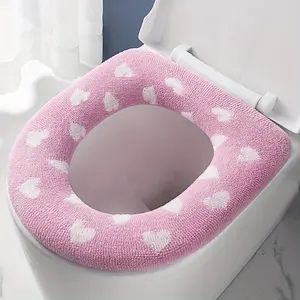 4pcs Winter Warm Toilet Seat Covers |   Soft, Thick, Cozy Cushions with Removable and Easy-Clean Design, Portable, Essential for Homes, Dorms, Bathrooms, Machine Washable, Fabric