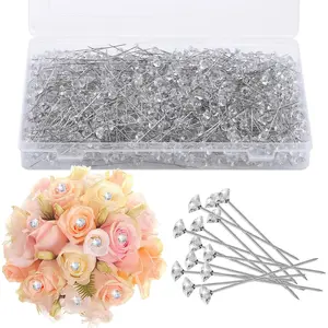 1000 count  Boutonniere Pins, 2 Inch Flower Pins Straight Pins  Rhinestones  Corsage for Bouquets, Boutonniere Pins for Flower Bouquets for Wedding DIY Decoration