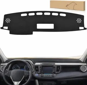 Nilight Dash Cover for Toyota Rav4 2014-2018, Custom Fit Suede Dashboard Mat Non‑Slip Sunshade Glare Protector Interior Accessories Black
