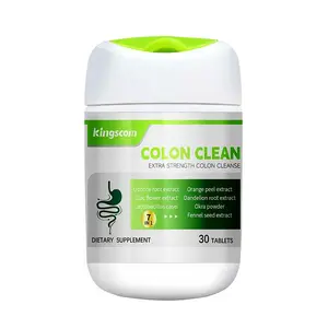 Kingscom Colon Clean Extra Strength 15 Day Cleanse Gut and Colon Support Caffeine Free with Okra Powder ,Dandelion Root & Orange Peel 30 Capsules