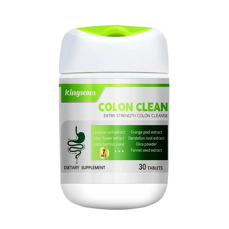 Kingscom Colon Clean Extra Strength 15 Day Cleanse Gut and Colon Support Caffeine Free with Okra Powder ,Dandelion Root & Orange Peel 30 Capsules