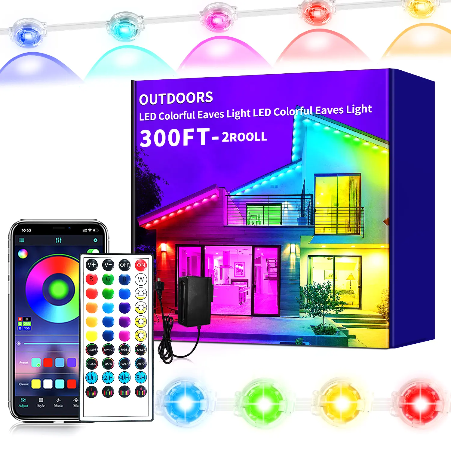 Permanent RGB LED Eave Lights for Outdoor, IP67 Waterproof Smart House Roof LED Lights, APP & Remote Control Supported, Music Sync, Timer Function, Year‑Round Holiday & Daily Home Decor Lighting Cool Lights Programmable Led Led Strip Dynamic Rgb