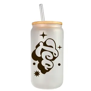 Perfect Zodiac Gift, Leo Coffee Glass Can, Gift for Spring girl, great gift for coffee lover, Perfect Girly Gift, Trendy, stylish  Cup tumbler - 16 oz glass can Drinkware Bamboo Lid