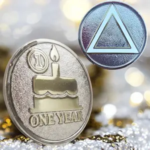 Minimalist One Year Sober Chip - 1 Year Sobriety Coin.