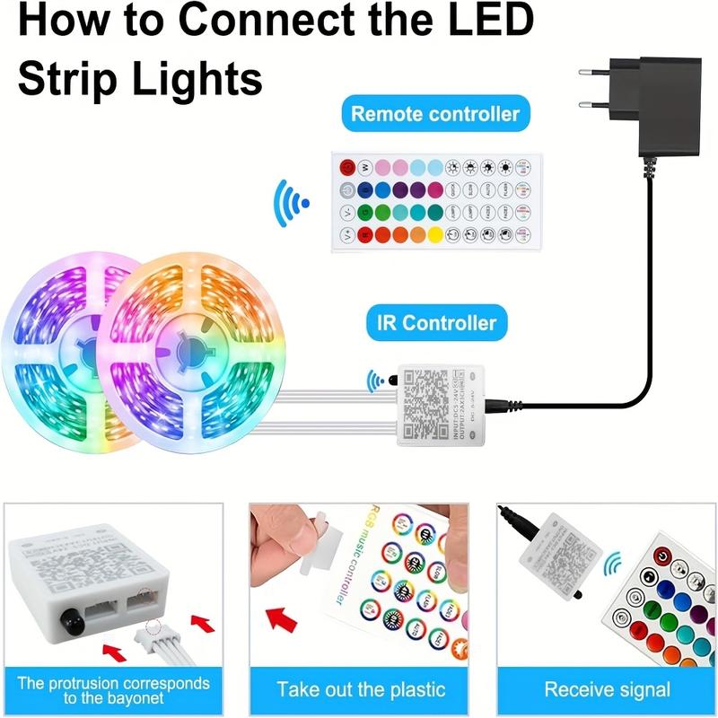 [Music Sync LED Strip]200FT RGB Color Changing Lights, 10 Modes & Bluetooth Smart App Control.Easy Installation for Room Aesthetic, Create Your Dream Room! Smart RGB LED Light Strip with App