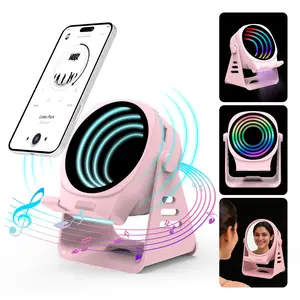 7-in-1 Magnetic Induction Speaker Phone Stand with Mirror - No Bluetooth Pairing Issues, 0.1s Music Playback, Wire-Free Desk Accessory for Phones & Electronics