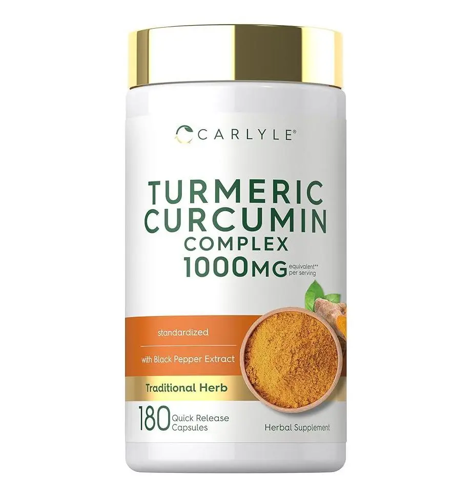 Carlyle Turmeric Curcumin with Black Pepper | 180 Capsules | Turmeric Complex Supplement | Non-GMO, Gluten Free