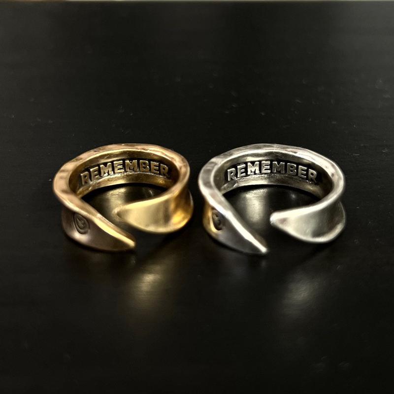 Katia Designs Remember Single Finish Adjustable Ring Antique Gold/Silver Finish Inspirational Message Breathe All Is Well Be You You Got This Slightly Adjustable Size