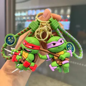 Anime Teenage Mutant Ninja Turtles Raphael Donatello Cartoon Model Doll Keyring Car Key Bag Pendant Ornament Kids Fans Gift