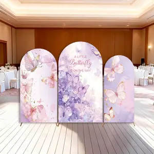 15-day Delivery Butterfly Arch Backdrop Cover Little Butterfly is on the way Girl Baby Shower Floral Birthday Party