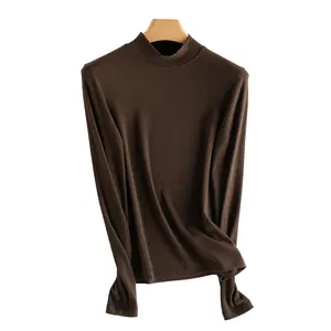 Women's Pearl Cashmere Blend Sweater | Real Cashmere Soft Thermal Knit Pullover | Fitted Mock Neck Base Layer for Fall & Winter