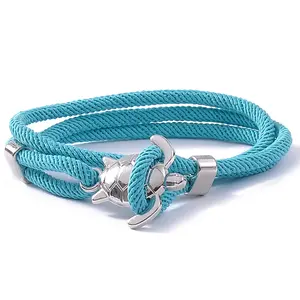 Sea Turtle Milan Cord Nylon Rope Wrap Bracelet for Men and Women Adjustable