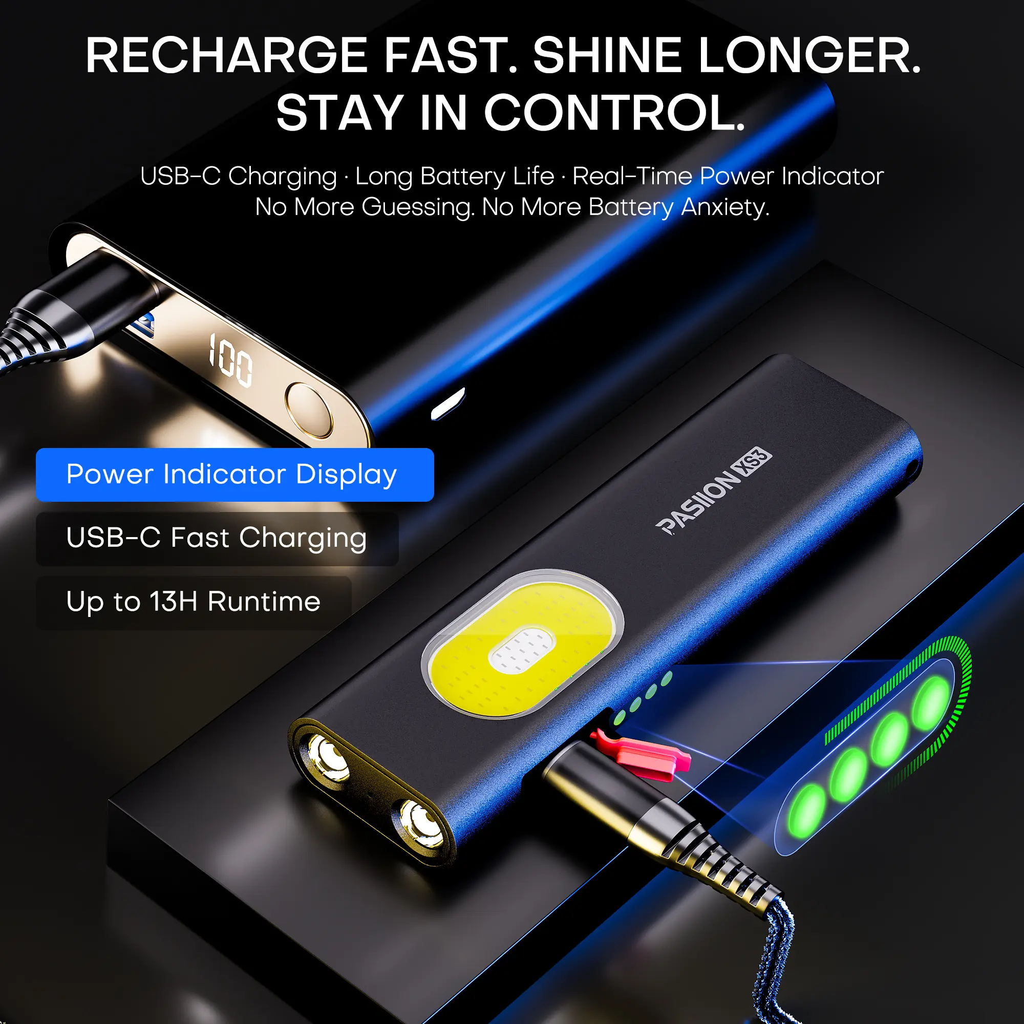 PASIION Flat Edc Infrared Laser Flashlight, 10 Lighting Modes, UV, Infrared, Work Light, Two-Way Back Clip, Magnetic Tail, Rechargeable and Reusable, Battery Level Indicator, Tease Cat
