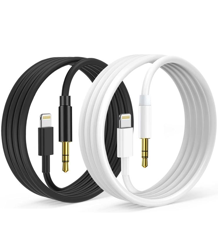 iPhone Aux Cord for Car, 2 Pack Lightning to 3.5 mm AUX Audio Cable Cord for Car Home Stereo, Speaker, Headphone Compatible with iPhone 14 13 12 11 Pro Max XS XR X 8, 3.3ft Accessories Portable