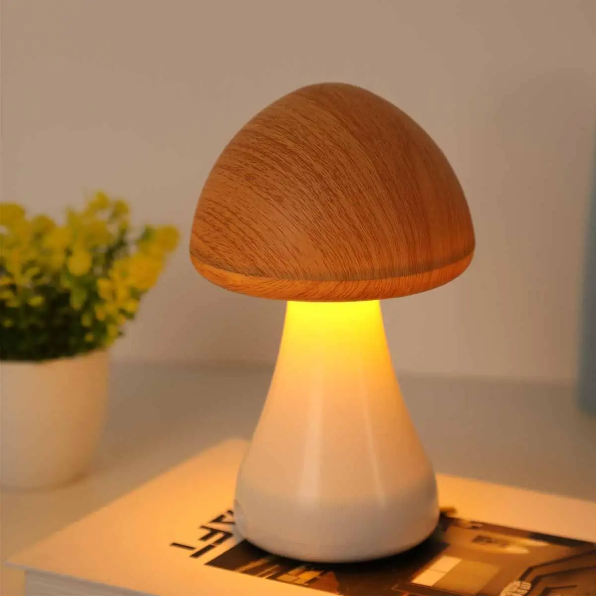Mushroom Design Night Lights, USB Rechargeable 3-color Dimming Touch Sensor Table Lamp, Decorative Night Lights for Bedroom Living Room