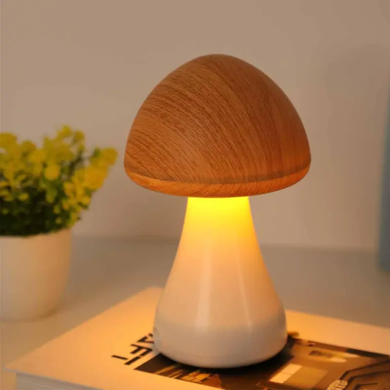 Mushroom Design Night Lights, USB Rechargeable 3-color Dimming Touch Sensor Table Lamp, Decorative Night Lights for Bedroom Living Room, Dimmable Nightlight, Decorative Gentle Lamp