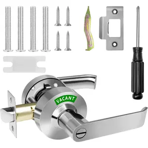 Commercial Door Handle, Bathroom Lock, Door Handle, Bathroom Door Lock, Privacy Indicator Lock, Privacy Indicator Lock - in Display (Satin Nickel)